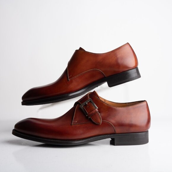 Magnanni Mens Wooten Monk Strap Loafers in Cognac Brown Sz US 11 EU 44 NWB main image 4